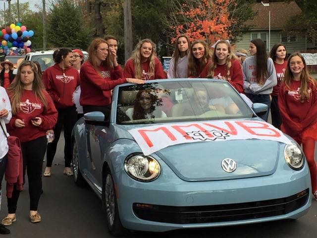Lexi's volleyball team in the Milford Homecoming Parade 2015
